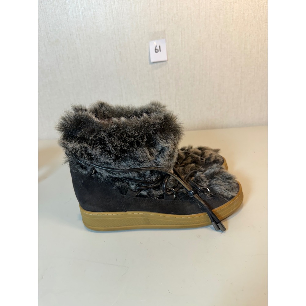 Dolce Vita Womens Grey Suede Faux Fur Lace Up Winter Snow Boots Size 8